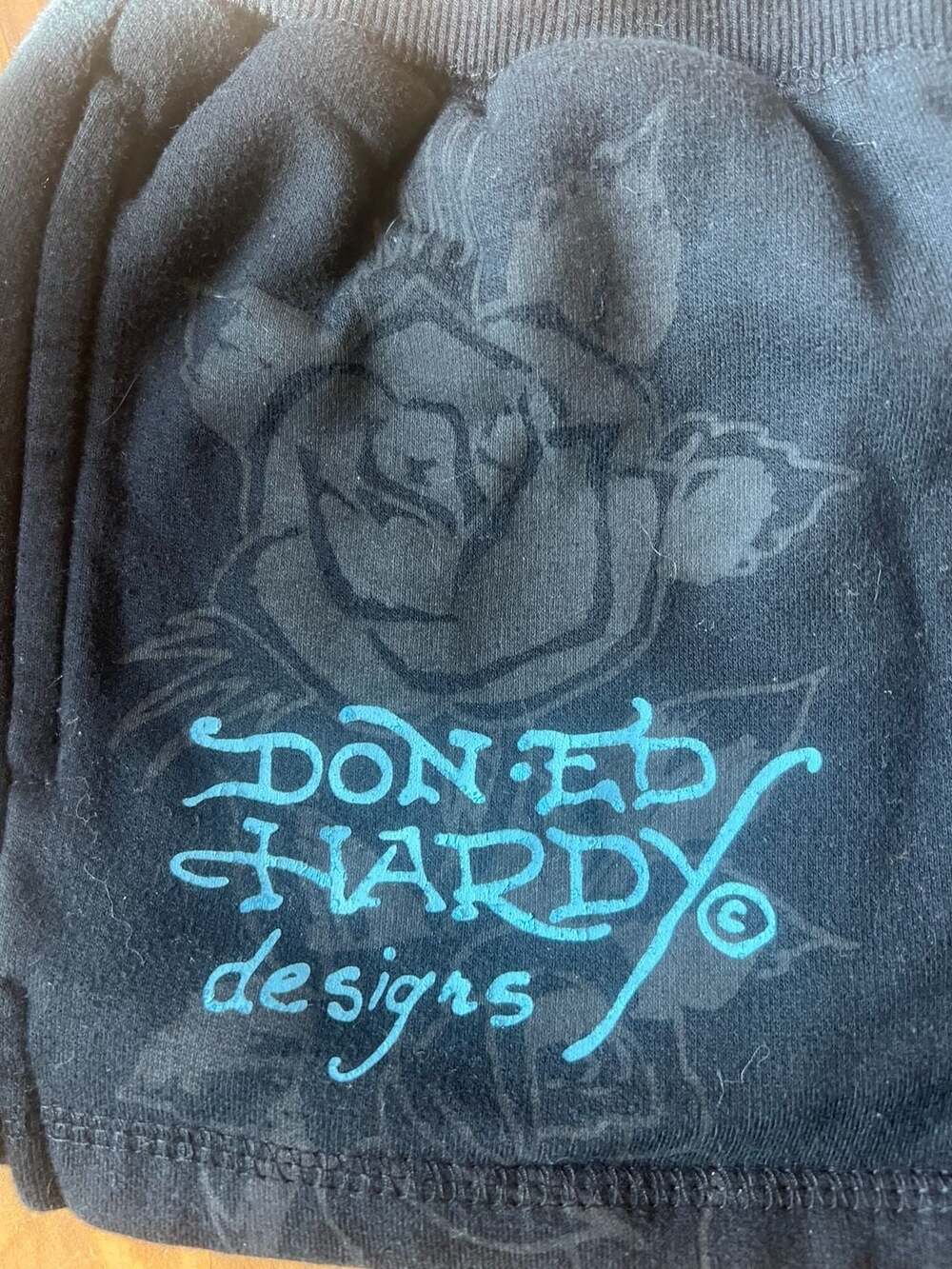 Ed Hardy Phoenix Y2K Black Fleece Sweat Shorts - Picture 3 of 8